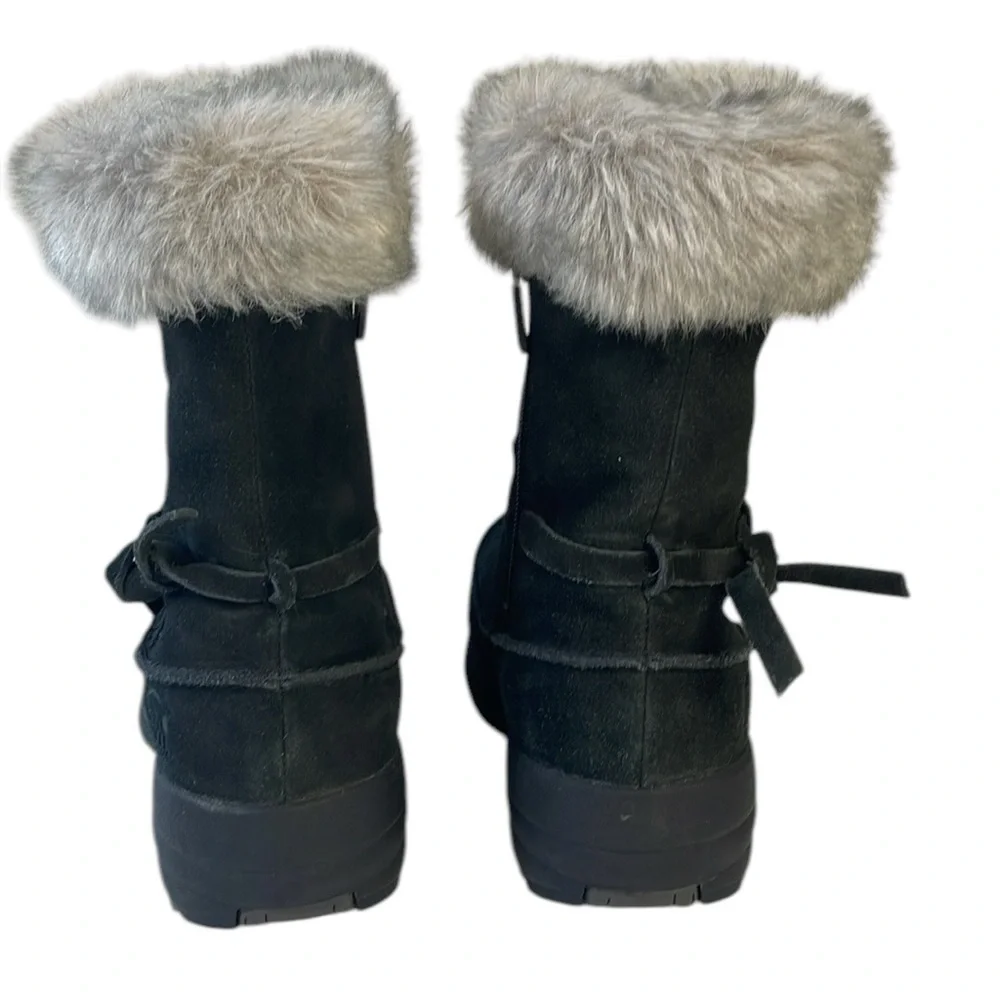 Sorel Northern Lite Tall‎ Boots Black Suede Fluffy Fur Waterproof Women’s size 7
